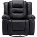 360° Swivel Rocker Manual Recliner Chair, PU Leather Reclining Chair Home Theater Seating with Metal Legs & Adjustable Backrest