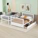 Wooden Twin Over Full Bunk Bed with Storage, Can be Divided into 2 Bed