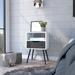 Nightstand , Superior Top, One Open Shelf, One Drawer, Four Legs -Smokey Oak / White