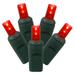 Set of 50 Red Commercial Grade LED Wide Angle Mini Christmas Lights - Green Wire