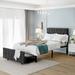 Twin Storage Platform Bed with Drawer & Linen Upholstered Headboard, Mattress Foundation with Sturdy Metal Slat Support