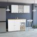 Tigard 2 Piece Kitchen Set, Syros Kitchen Island Cart + Oceana 150 Wall Cabinet Glass