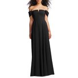 Off The Shoulder Crepe Gown - Black - Dessy Collection Dresses