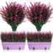 16 Pcs Artificial Lavender Flowers UV Resistant Plants Outdoor Faux Flowers Shrubs for Floral Arrangement Table Centerpiece Home Garden Decor (Fuchsia)