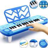 Clearance Toys Kid Keyboard Piano With Microphone- 37 Keys Keyboard Piano Kids Multifunction Music Educational Instrument Toy Keyboard Piano For 3 4 5 6 7 8 Girls And Boys Christmas Gifts