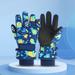 Aayomet Winter Gloves Men Print Winter Ski Gloves Thermal Gloves Thermal Cycling Gloves Kids Windproof Gloves (Navy 4-6 Years)