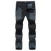 Jacenvly Mens Dress Pants Clearance Long Straight-Leg Pants Mid Waisted Pocket Print Linen Pants Men Casual Plush Thickened Pants Outdoor Sports Cycling Climbing Trousers