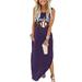 Aayomet Party Dress for Women Summer Dress For Women Baseball Mom Gift Tshirt Dresses Graphic Printed Casual Maxi Dress Long Purple L