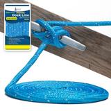 1/2 x 20 Marine Blue REFLECTIVE Double Braided Nylon Dock Line - For Boats up to 35 - Long Lasting Mooring Rope - Strong Nylon Dock Ropes for Boats - Marine Grade Sailboat Docking Rope