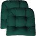 2 Piece Wicker Chair Cushion Set - Indoor / Outdoor Tufted Wicker Matching Chair Seat Cushions - Green