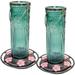 Antique Glass Hummingbird Feeders Teal Pack of 2