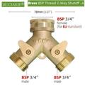 3/4â€˜â€˜ Heavy Duty Brass Garden Hose Coupling Diverter 2 Way Hose Spigot Adapter Y Watering Irrigation Joints Independent Valve