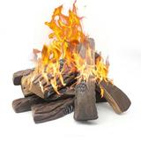 Heyfurni Gas Fireplace Logs 10pcs Large Faux Firepit Logs Decorative Ceramic Wood Log Set for Indoor Outdoor Gas Insets Vented Ventless Electric Ethanol Gel Fireplaces