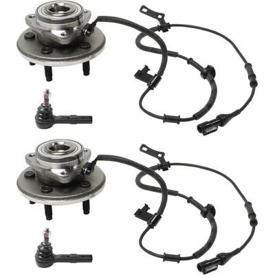 2007 Ford Explorer Sport Trac 4-Piece Kit Front, Driver and Passenger Side Wheel Hub, includes Tie Rod Ends