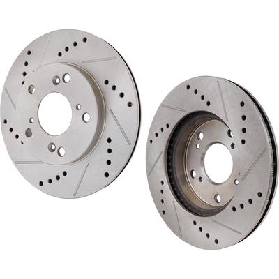 2006 Pontiac Grand Prix SureStop Rear Brake Discs, Cross-drilled and Slotted, Solid, 5 Lug Wheels, 10.63 in. Disc Diameter, Pro-Line Series