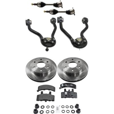 1994 Chevrolet Blazer 8-Piece Kit Front, Driver and Passenger Side Axle Assembly, 2-Wheel ABS, Supplied with Standard Neoprene Outboard Boot, New, includes (2) Axle Assembly, (2) Brake Disc, (1) Brake Pad Set, and (2) Control Arm