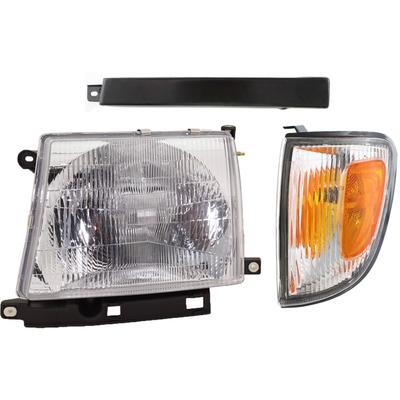 2000 Toyota Tacoma 3-Piece Kit Driver Side Headlight with Bumper Filler and Corner Light, with Bulb, Halogen