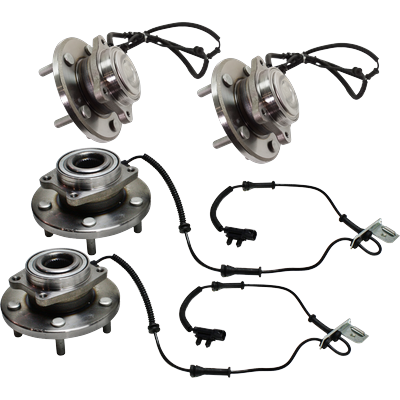 2013 Volkswagen Routan Front and Rear, Driver and Passenger Side Wheel Hubs, With Bearing, With Sensor, Front Wheel Drive