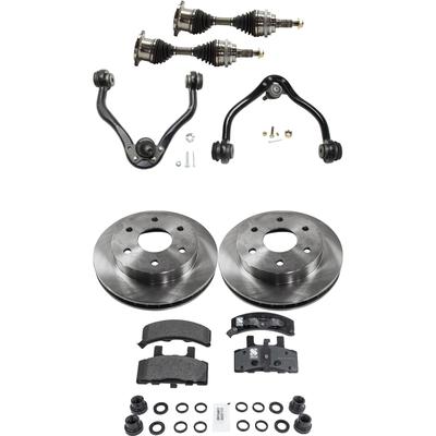 1990 Chevrolet K2500 8-Piece Kit Front, Driver and Passenger Side Axle Assembly, With 8600 lb. Gross Vehicle Weight (Gvw), New, includes (2) Axle Assembly, (2) Brake Disc, (1) Brake Pad Set, and (2) Control Arm