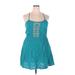 Mossimo Supply Co. Casual Dress - Mini Scoop Neck Sleeveless: Teal Print Dresses - Women's Size 2X-Large