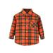 Entyinea Boys School Uniform Long Sleeve Printed Woven Button Down Shirt Orange 130