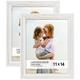 Langdon House 11x14 Real Wood Picture Frames (2 Pack, Weathered White - Gold Accents), White Wooden Photo Frame 11 x 14, Wall Mount or Table Top, Lumina Collection