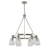 Clarence 6-Light Brushed Nickel Metal and Clear Glass Chandelier