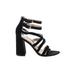 Sam Edelman Heels: Gladiator Chunky Heel Vacation Black Solid Shoes - Women's Size 8 1/2 - Open Toe