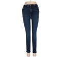 FRAME Denim Jeggings - High Rise Skinny Leg Boyfriend: Blue Bottoms - Women's Size 27 - Dark Wash