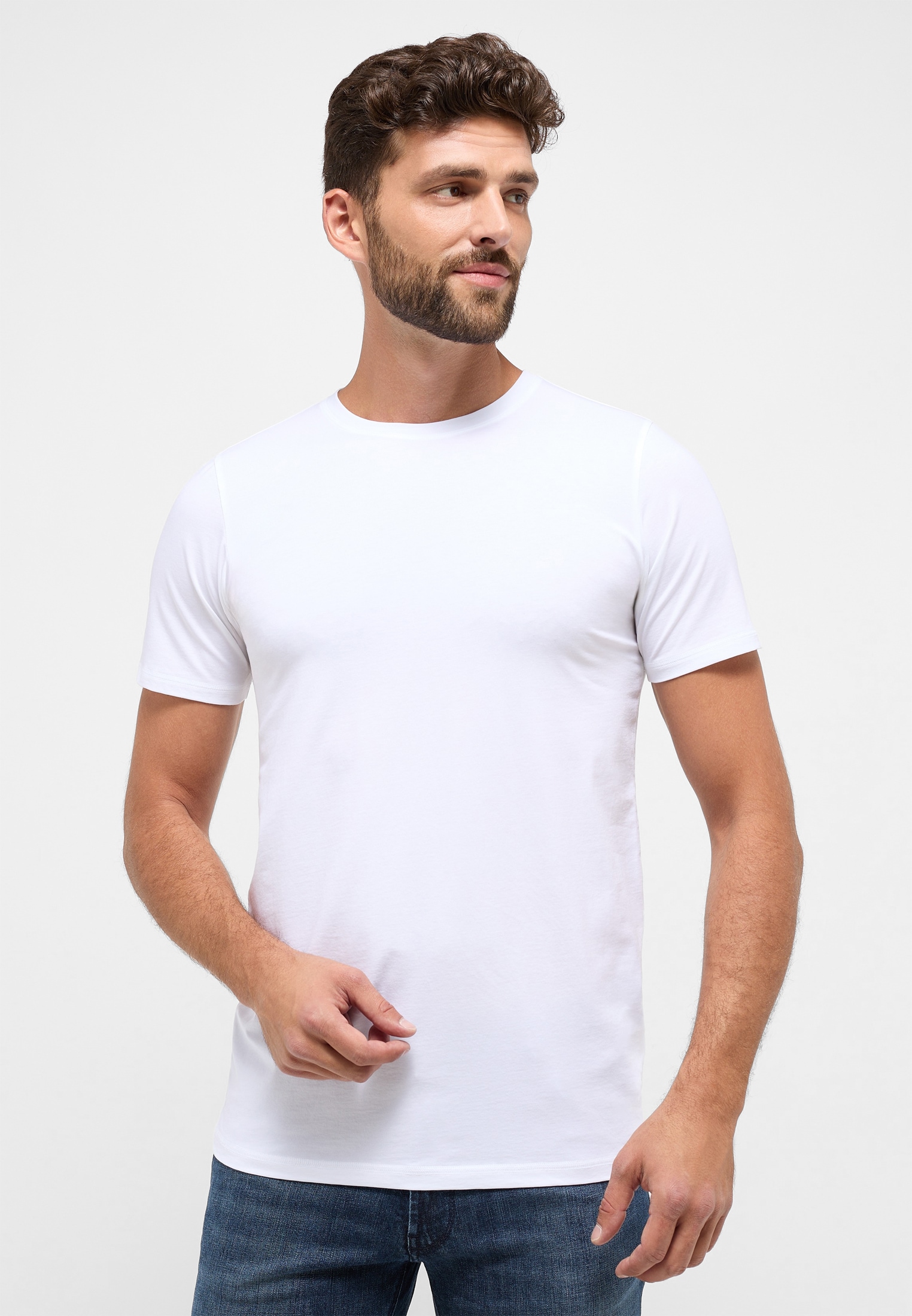 Rundhalsshirt ETERNA, Herren, Gr. L, weiß, 92% Baumwolle, 8% Elasthan, normal, Shirts Image