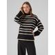 Rollkragenpullover VERO MODA "VMSABA LS ROLLNECK PULLOVER GA NOOS" Gr. M (38), schwarz (black stripes:birch) Damen Pullover Rollkragenpullover