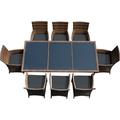 Ebern Designs Pavior Rectangular 8 - Person 82" Long Outdoor Dining Set w/ Cushions Glass/Wicker/Rattan in Brown | Wayfair
