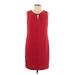 Calvin Klein Casual Dress - Shift Keyhole Sleeveless: Red Solid Dresses - Women's Size 10