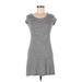 Pinc Casual Dress - A-Line Scoop Neck Short sleeves: Gray Stripes Dresses - Women's Size Medium