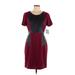 Marc New York Andrew Marc Casual Dress - Sheath Scoop Neck Short sleeves: Burgundy Print Dresses - New - Women's Size 10