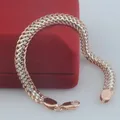 FJ Jewelry-Bracelet gourmette pour femme couleur or rose 585 7mm 19cm