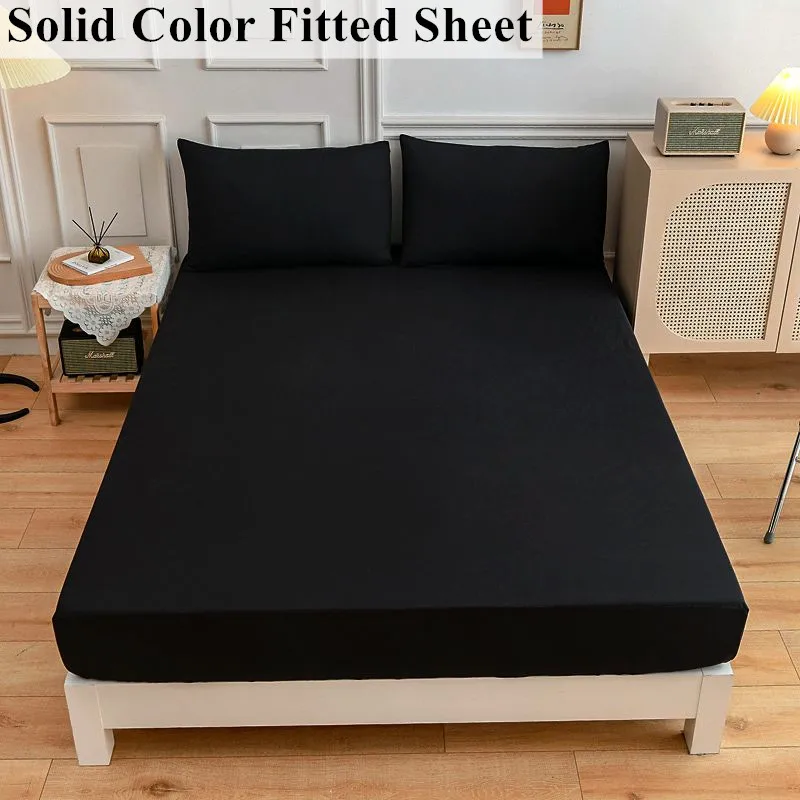 Drap-housse noir pour lit, linge de maison, 90x200, housse de lit avec bande élastique, drap-housse double (taie d