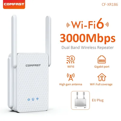Répéteur WiFi AX3000/1800 2.4 et 5 mesurz extension sans fil Gigabit routeur Wi-fi à 4 divulguer