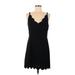 LUCCA Casual Dress - A-Line Plunge Sleeveless: Black Print Dresses - Women's Size Medium