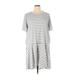 Ann Taylor Casual Dress - DropWaist Crew Neck Short sleeves: White Stripes Dresses - New - Women's Size 2X-Large