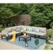 Outdoor 6-Piece Patio Sectional sofa set, E-coating Steel frame Conversation Sets with Grey Cushion