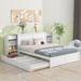 Modern Full/Queen Size Platform Bed with Pull Out Shelves and Twin Size Trundle, Wood Platform Bed Frame with Storage Headboard