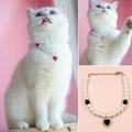 Fairnull Pet Necklace Adjustable Ultralight Lobster Clasp Design Friendly to Skin Easy-wearing Dress-up ABS Pet Cat Faux Pearl Necklace with Heart Pendant Pet Supplies