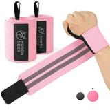 Northdeer Wrist Wraps for Weightlifting 18 Wrist Brace Support for Men & Women Wrist Strap Strength Training Bodybuilding Endurance Set of 2 Pink