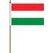 HUNGARY plain small 4 x 6 inch mini country stick flag . new