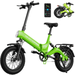 Lohoms 16 Folding Adult Electric Bike 20mph 30 mile 350W 3 Riding Mode Commuter Foldable E-Bike for Adult 16 Fat Tire Mountain Electric Bicycle With APP Control Green