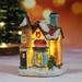 Christmas Village Houses with LED Light Resin Village Houses Lit Building Table Decoration for Christmas Holiday Party Dollhouse Decoration