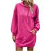 REORIAFEE Casual Dresses for Women 2023 Trendy Hoodies Pocket Spring Dress Hot Pink M