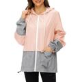 Rain Coats for Women Waterproof with Hood Packable Rain Jackets Womens Lightweight Rain Jackets Outdoor Pink/Gray 4XL