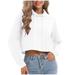 Oalirro Fashion Womens Hoodies Fall and Winter Oversized Sweatshirt Crew Neck Long Sleeve Womens Tops And Blouses Ladies Sweaters White
